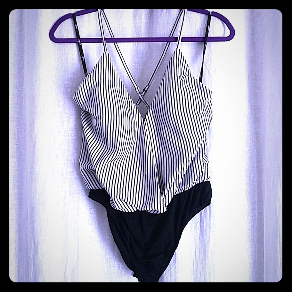 Black and white striped top